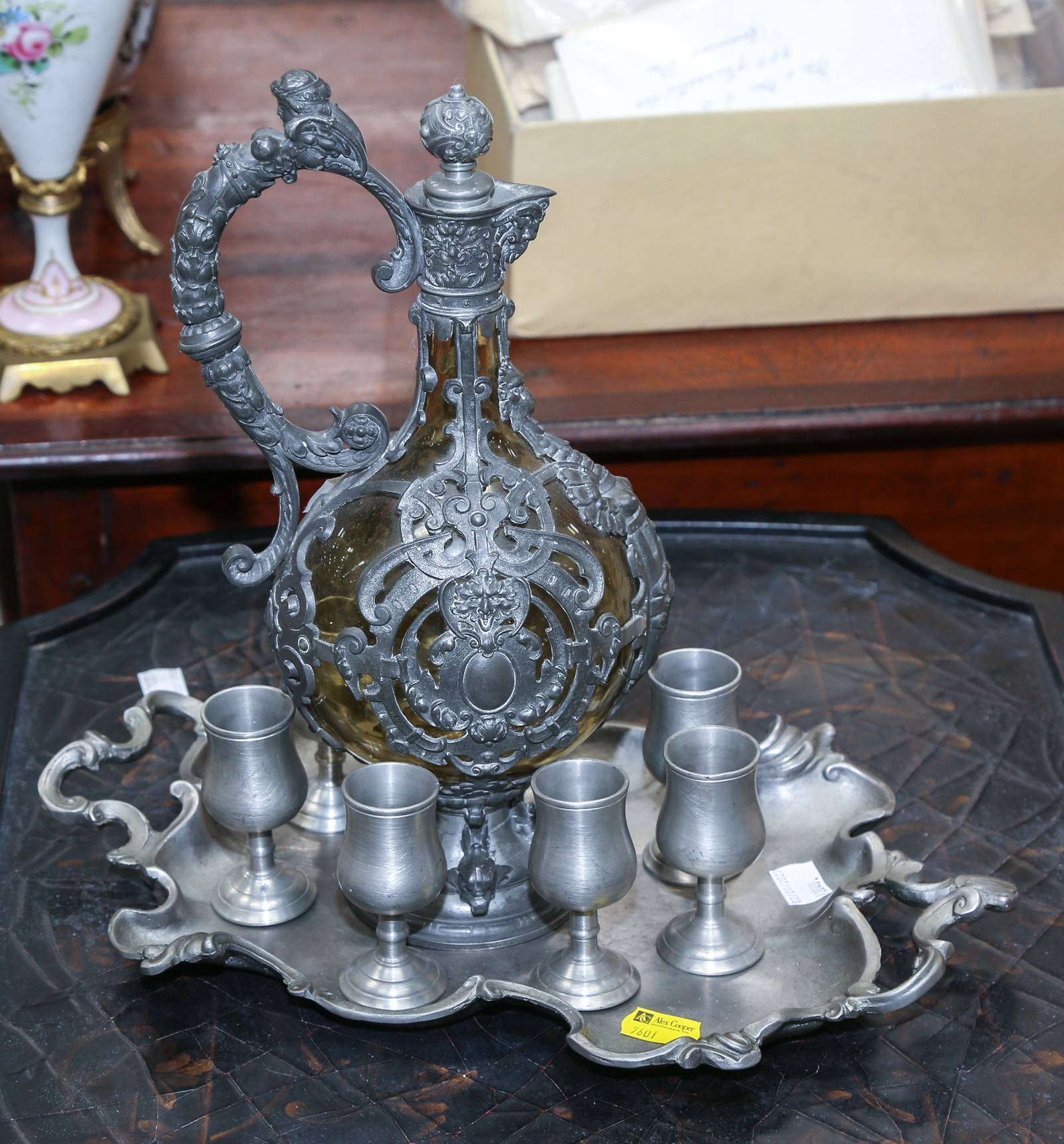 GERMAN PEWTER CORDIAL SET 1st