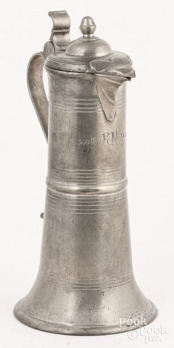 GERMAN PEWTER FLAGON, MID 18TH