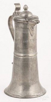 GERMAN PEWTER FLAGON, MID 18TH