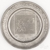 GERMAN PEWTER SEDER PLATE, CA.