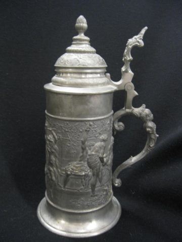 German Pewter Stein bas-relief