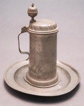 GERMAN PEWTER TANKARD AND A DI