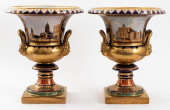 GERMAN PORCELAIN CAMPANA URNS,