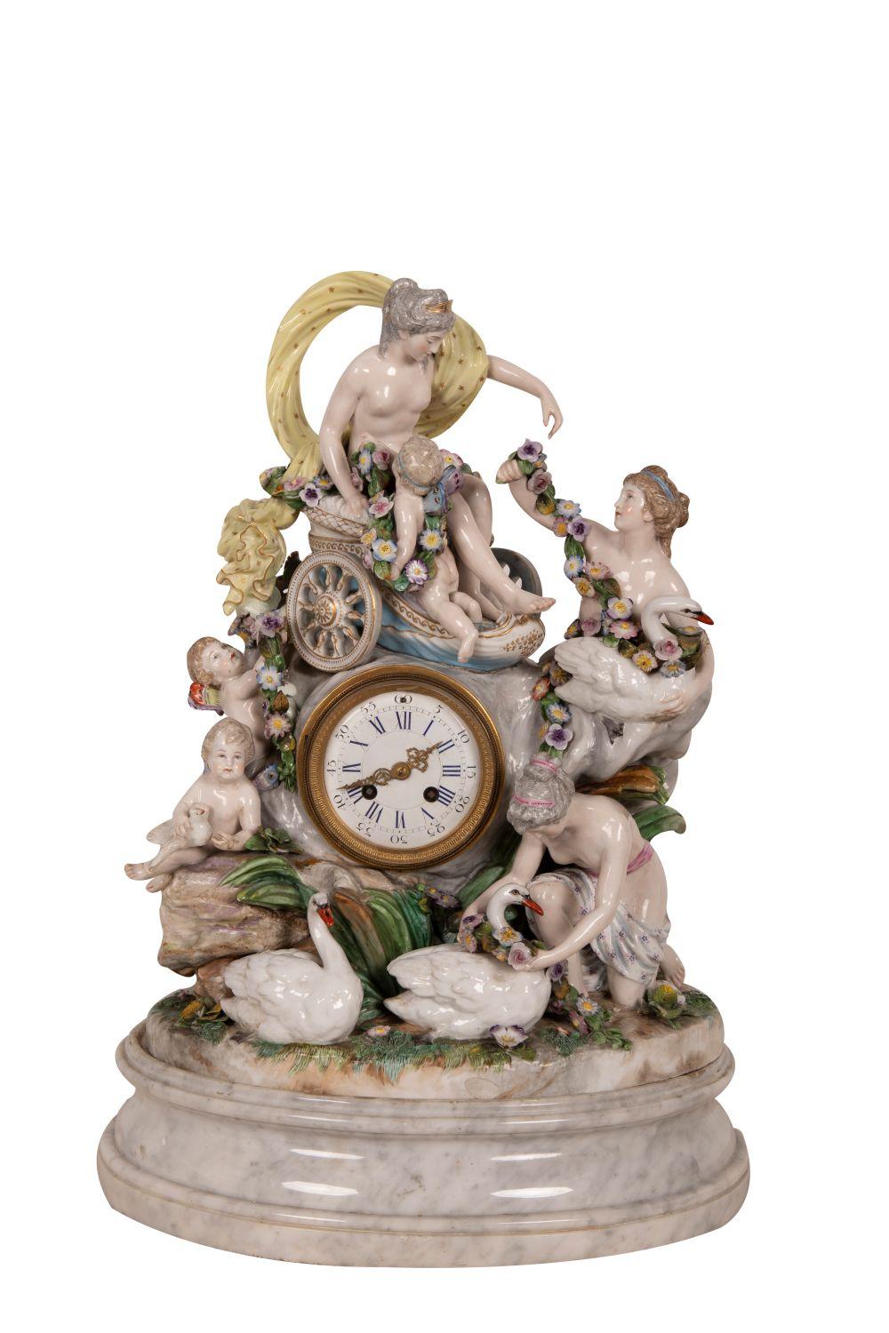 GERMAN PORCELAIN FIGURAL MANTLE