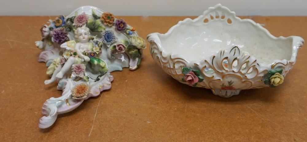 GERMAN PORCELAIN FLORAL AND PUTTI