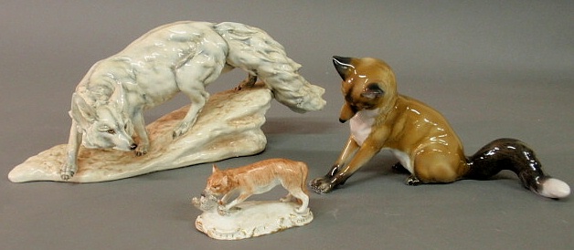 German porcelain fox with bird