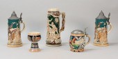GERMAN PORCELAIN GOBLET & 4 ST