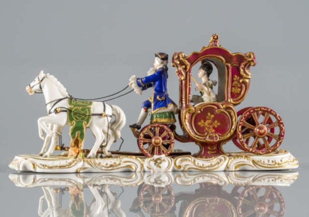 GERMAN PORCELAIN HORSE DRAWN