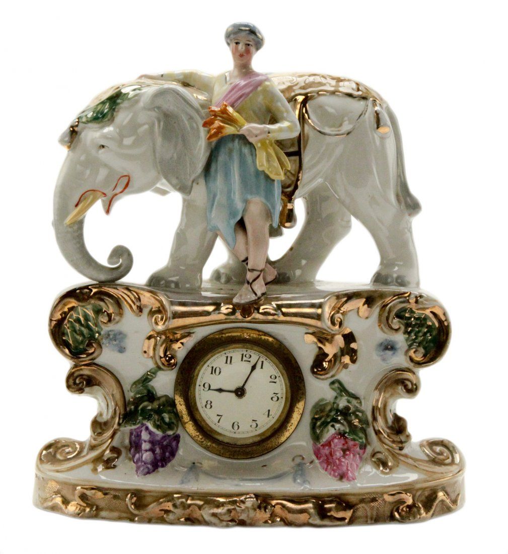 GERMAN PORCELAIN MANTEL CLOCK