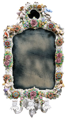 German porcelain mirror with sconc