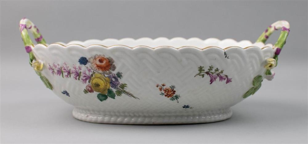 GERMAN PORCELAIN MOLDED TWO-HANDLED