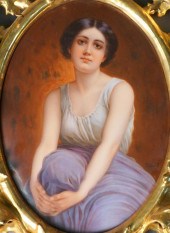GERMAN PORCELAIN OVAL PLAQUE O