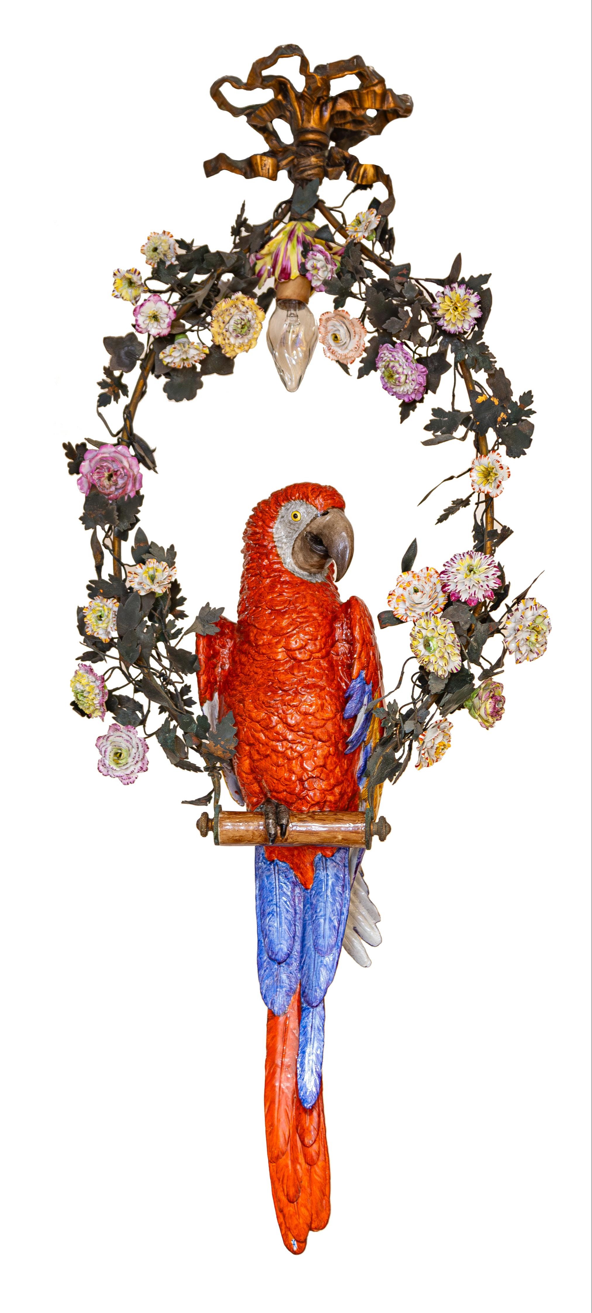 GERMAN PORCELAIN PARROT HANGING