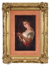 GERMAN PORCELAIN PLAQUE, GIRL