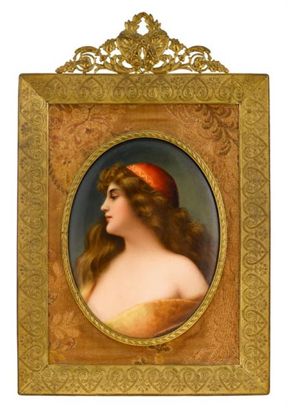 German porcelain plaque of a beauty
