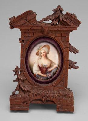 German porcelain plaque, woman in