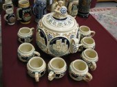 German Pottery Punchbowl & Cup