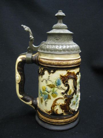 German Pottery Stein cherub decor