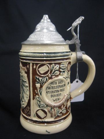 German Pottery Stein crest decor