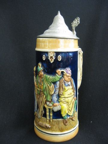 German Pottery Stein tavern scene