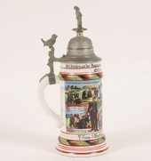 German regimental stein; litho