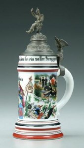 German regimental stein, porce