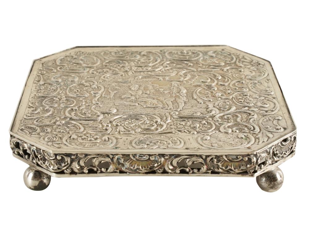 GERMAN REPOUSSE SILVER TRIVETWolf &