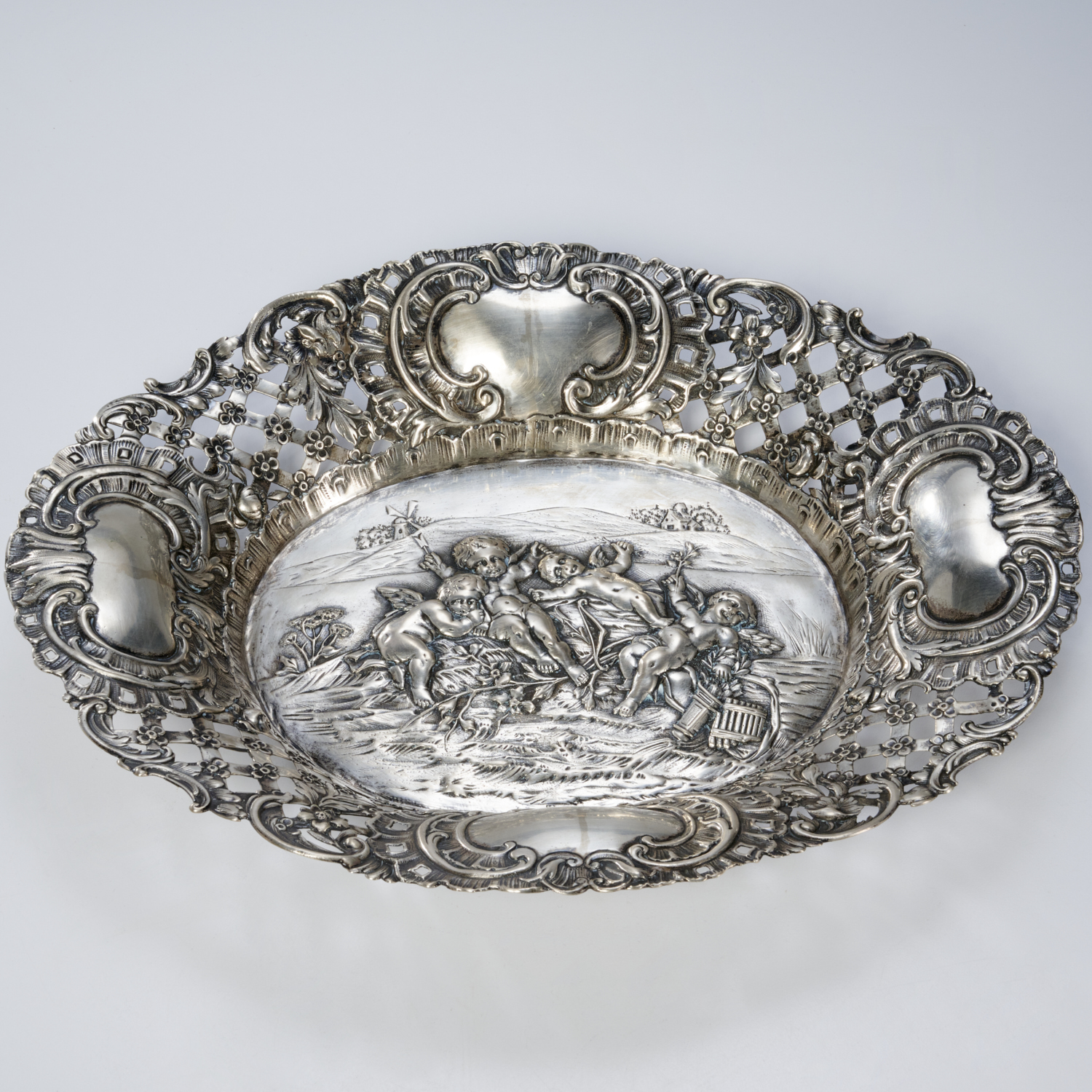 GERMAN SILVER "13" REPOUSSE DISH