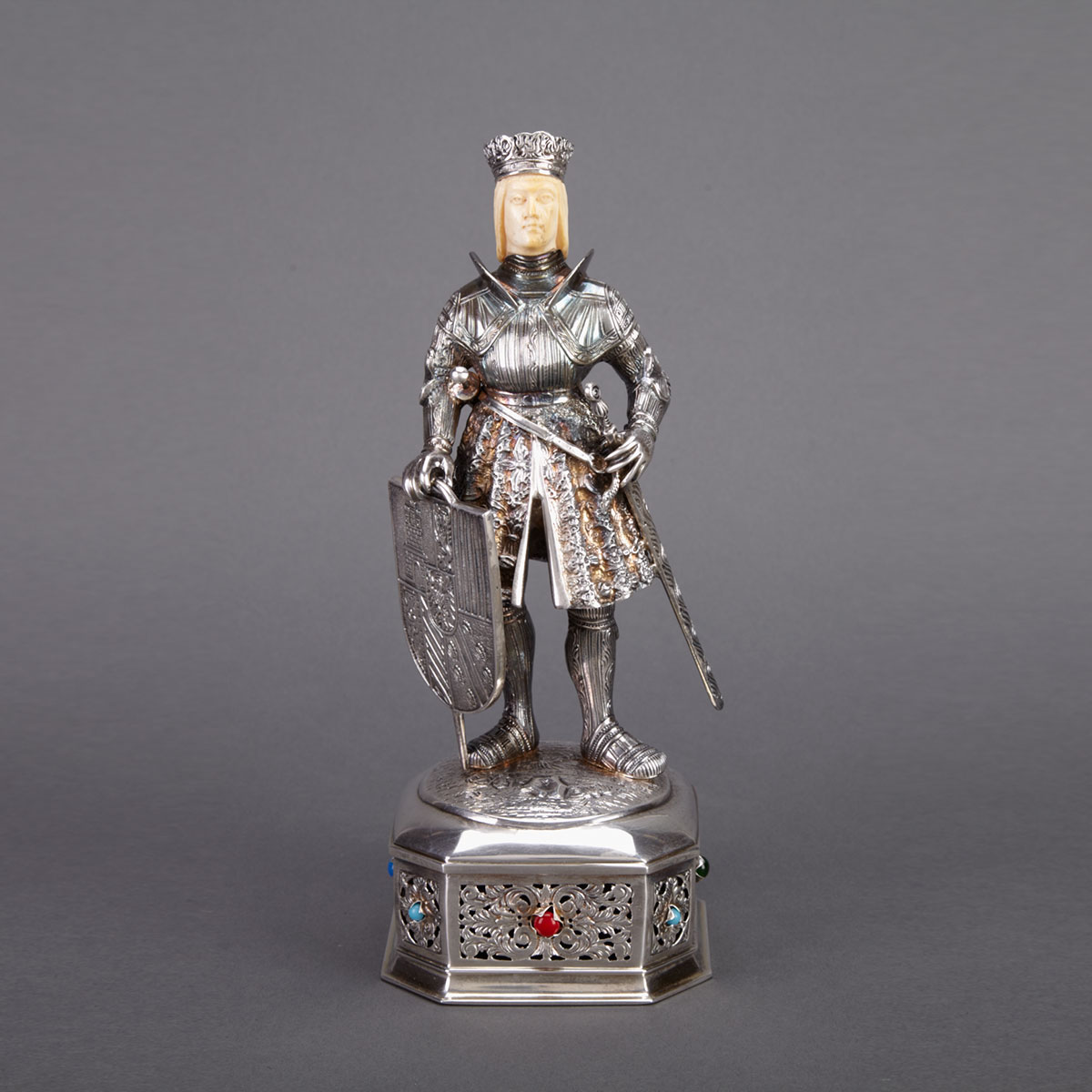 German Silver and Carved Ivory