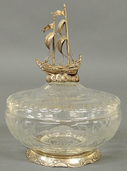 German silver and etched glass