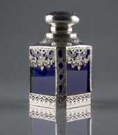 GERMAN SILVER & COBALT GLASS T