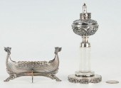 GERMAN SILVER CRYSTAL OIL LAMP