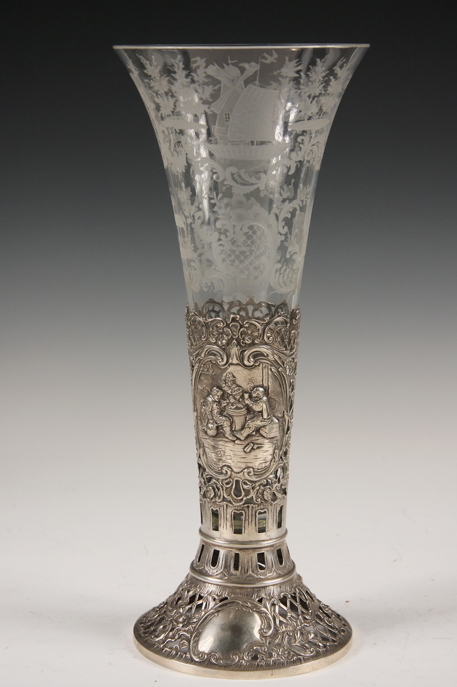 GERMAN SILVER & ETCHED GLASS