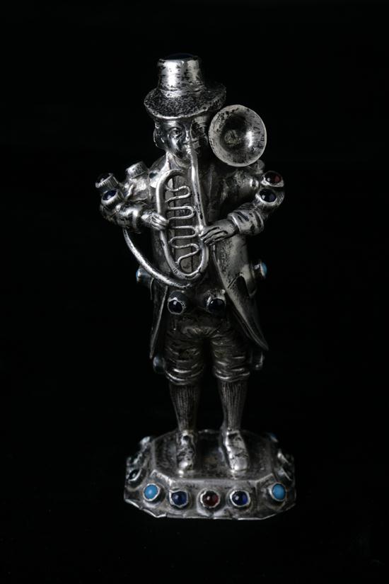 GERMAN SILVER FIGURE OF MUSICIAN