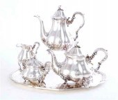 German silver five-piece tea a