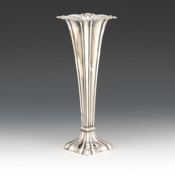 GERMAN SILVER FLUTED VASE, AFTER