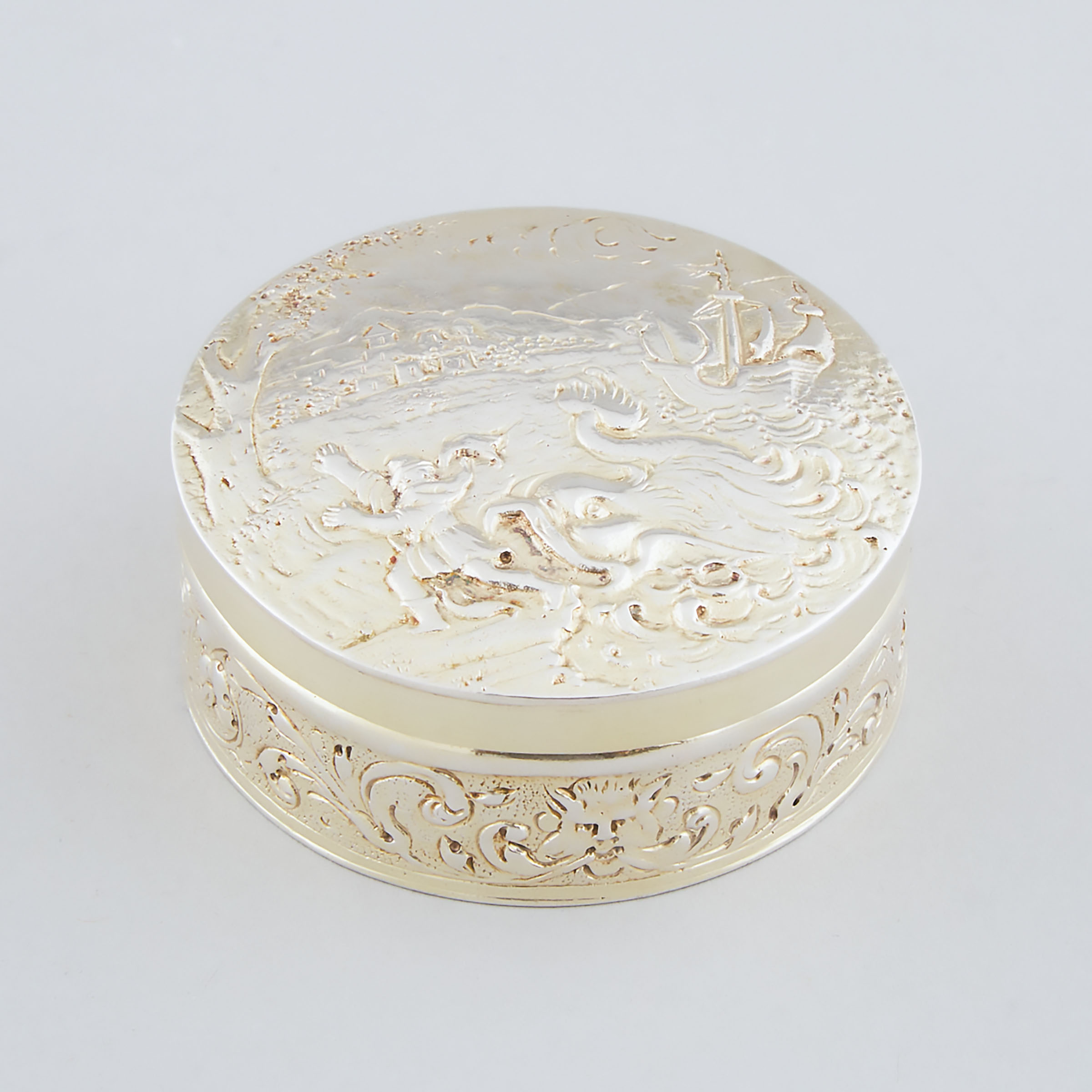German Silver-Gilt Circular Box,