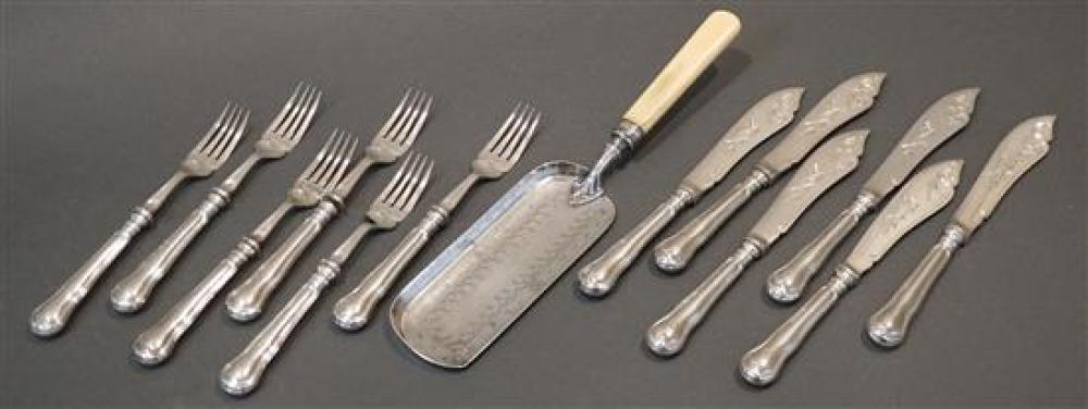 GERMAN SILVER HANDLE TWELVE-PIECE