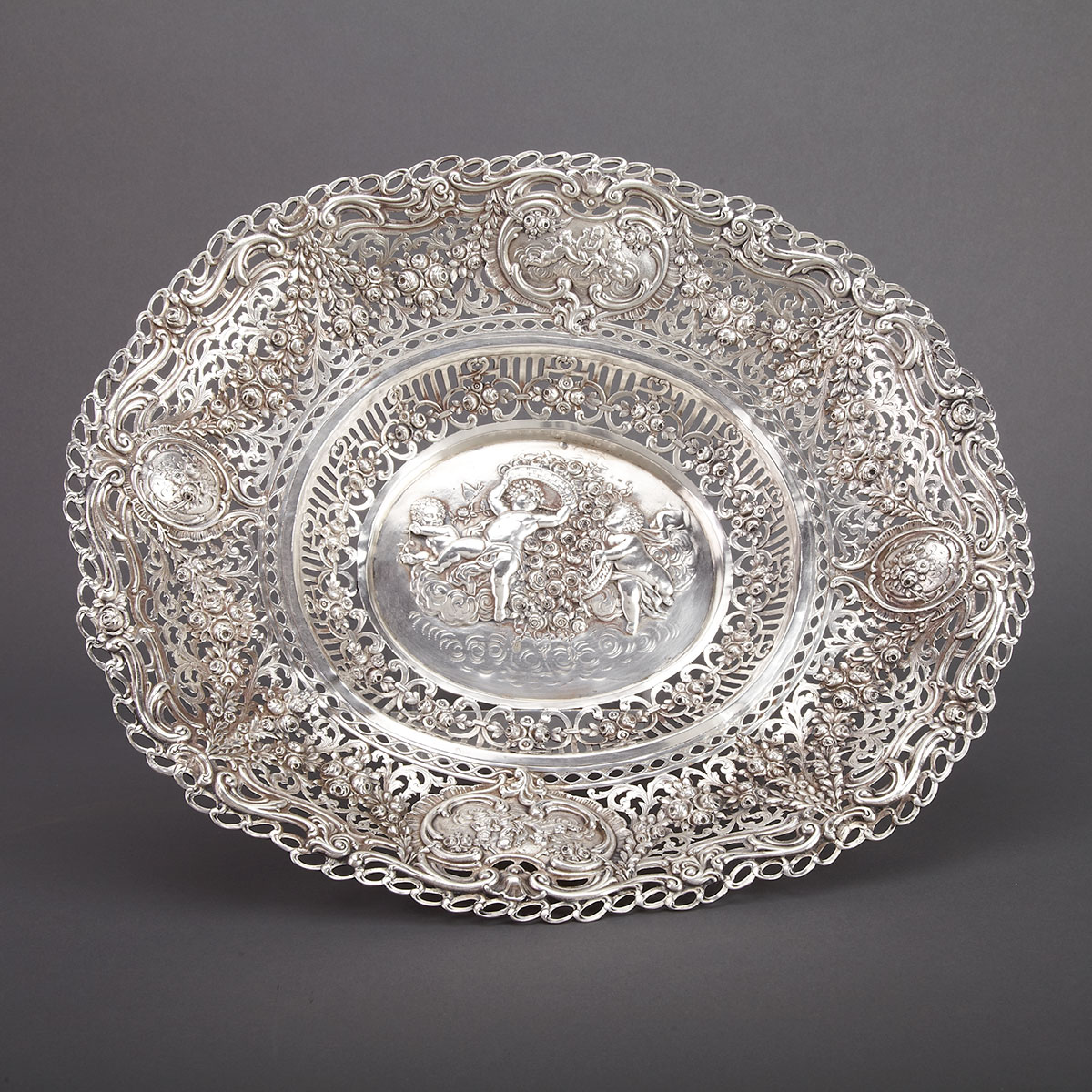 German Silver Oval Basket Adolph