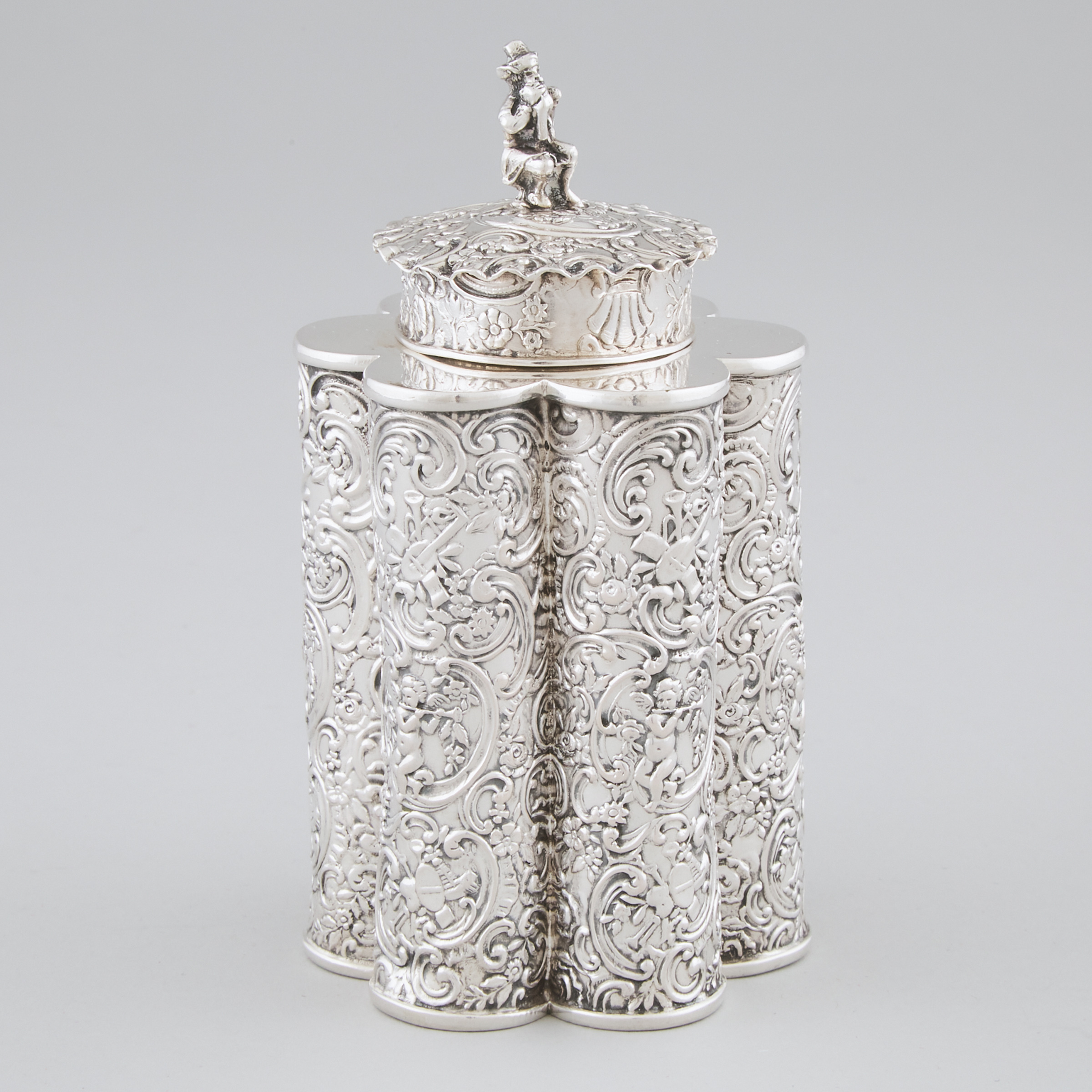 German Silver Repoussé Tea Caddy,