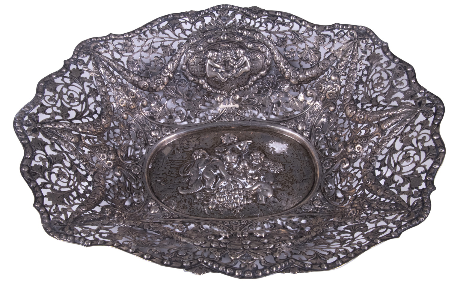GERMAN SILVER RETICULATED BASKET
