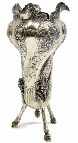 GERMAN SILVER SATYR VASE HANAU