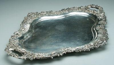 German silver tray, cartouche form,