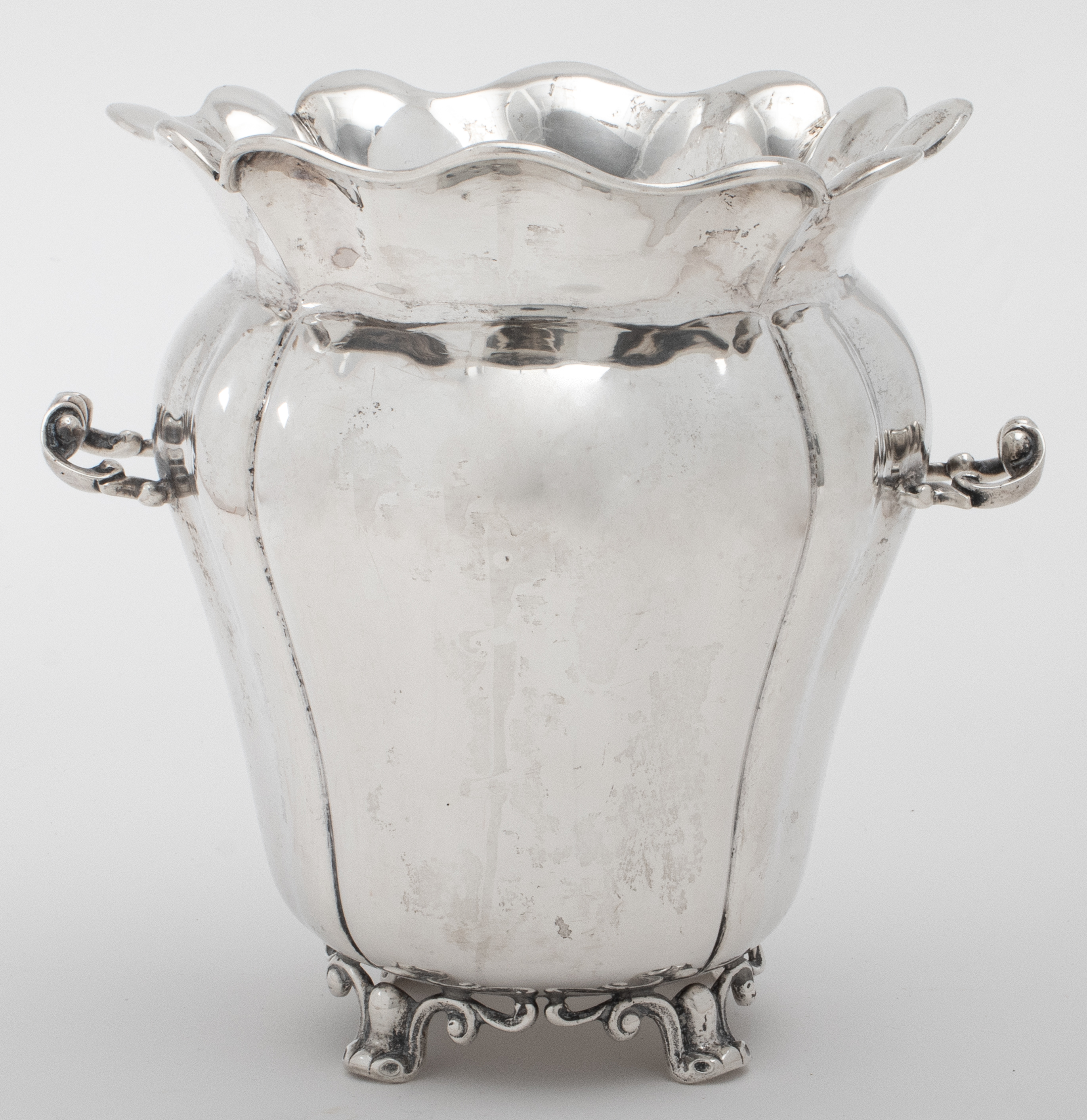 GERMAN SILVER TWO-HANDLED VASE