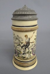 German stein with painted man