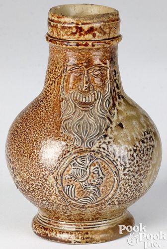 GERMAN STONEWARE BELLARMINE JUG,
