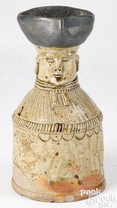 GERMAN STONEWARE FIGURAL PITCH