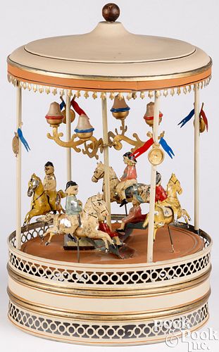 GERMAN TIN CLOCKWORK CAROUSELGerman