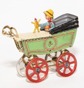 GERMAN TIN LITHO BABY PRAM Ear