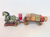 GERMAN TOY, HORSE DRAWN WAGON